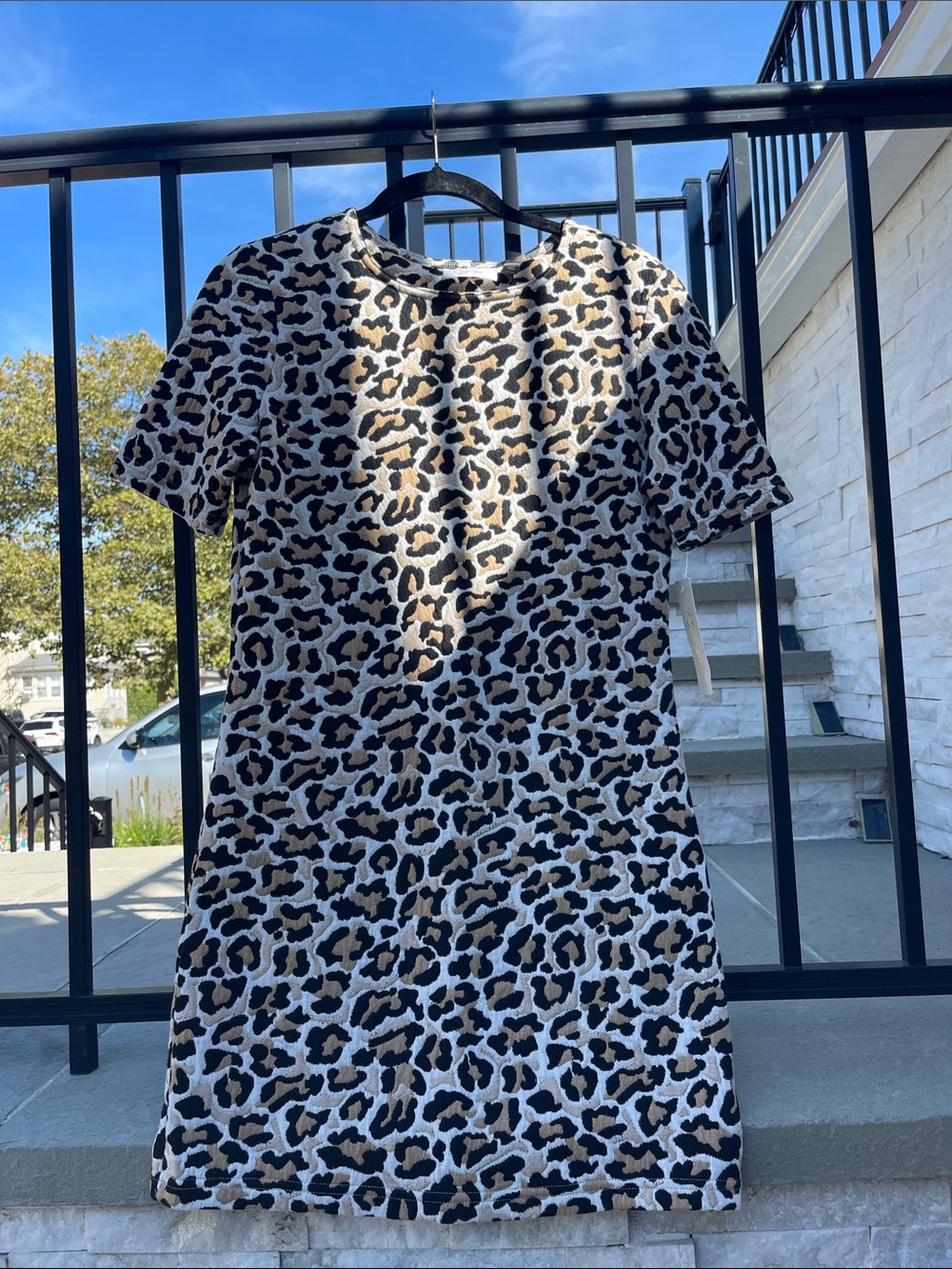 RD Style Leopard Print Mini Dress in Black, Tan & White